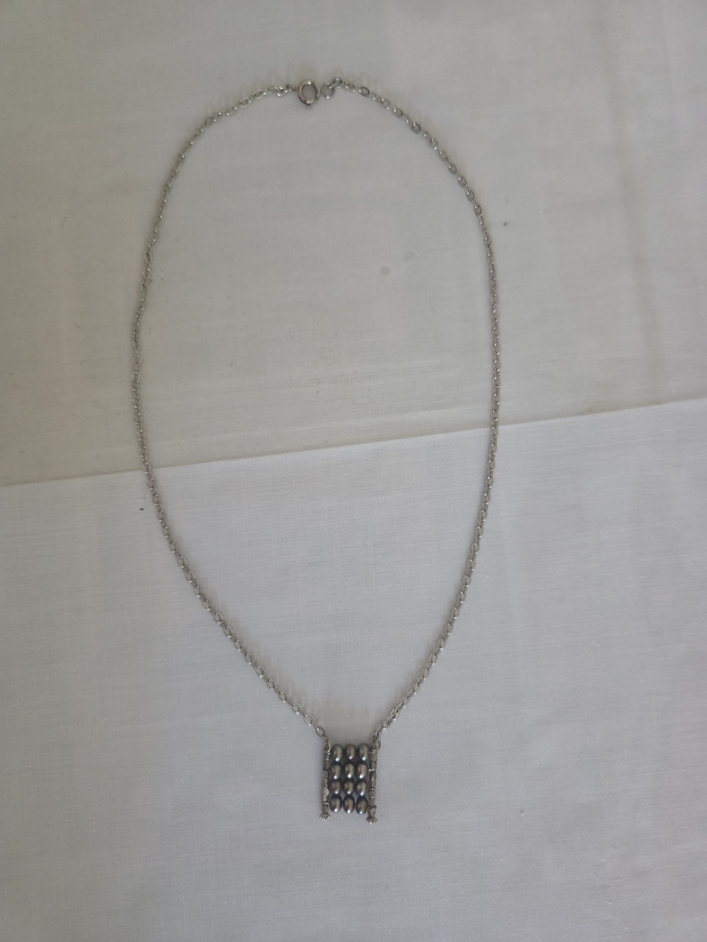 Sterling Silver Beaded Pendant Necklace - Silver